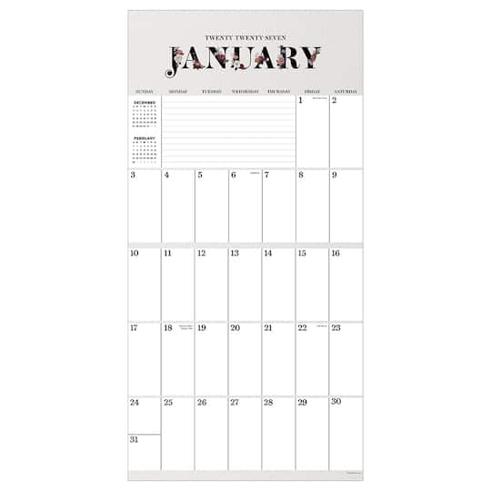 2027 Big Grid-Floral Wall Calendar
